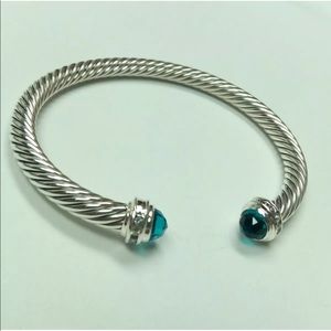 David Yurman 5mm medium topaz blue and diamond